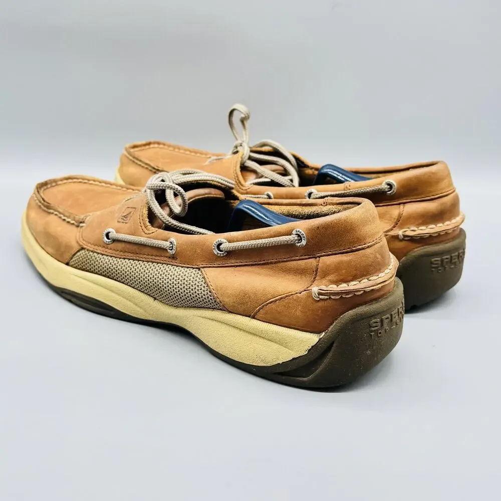 Sperry Shoes Mens 13 Tan Leather Top Sider Billfish Boat Deck Casual Comfort